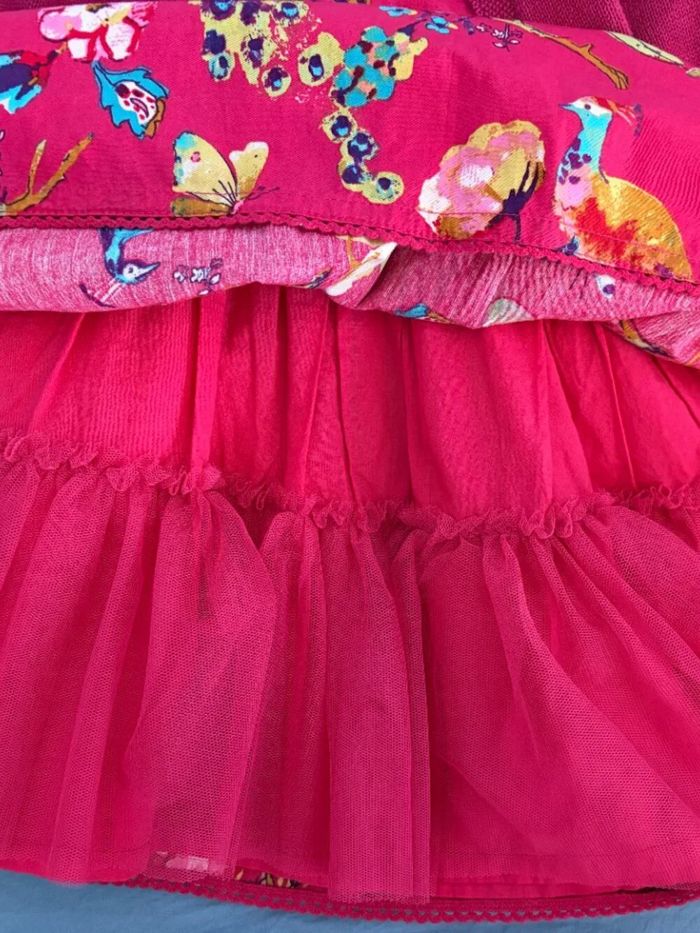 Next UK Baby Girl Magenta Pink Smocked Tropical Dress and Sweater Set